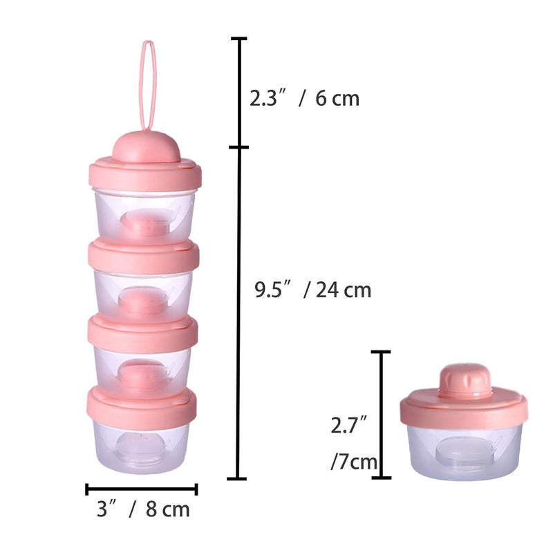 IENYPA 4 Layers Baby Milk Powder Formula Dispenser on The go, Baby Formula Containers for Travel, Formula Holder Mixer, Baby Feeding Snack Storage Container, Portable, Stackable, Non-Spill, BPA-Free - Image 2